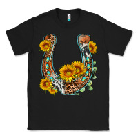 Black western leopard cowhide sunflowers horseshoe Classic Tee - OliviaCreatesArt