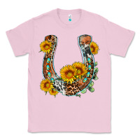 Bubblegum Pink western leopard cowhide sunflowers horseshoe Classic Tee - OliviaCreatesArt