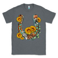 Charcoal Heather western leopard cowhide sunflowers horseshoe Classic Tee - OliviaCreatesArt