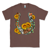 Chestnut western leopard cowhide sunflowers horseshoe Classic Tee - OliviaCreatesArt