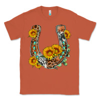 Copper western leopard cowhide sunflowers horseshoe Classic Tee - OliviaCreatesArt