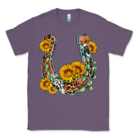 Lavender western leopard cowhide sunflowers horseshoe Classic Tee - OliviaCreatesArt