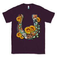 Plum western leopard cowhide sunflowers horseshoe Classic Tee - OliviaCreatesArt
