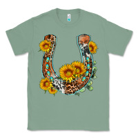 Western Leopard Cowhide Sunflowers Horseshoe Classic Tee | Teevron