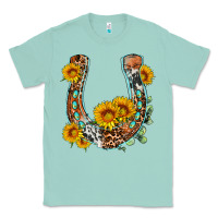 Seafoam western leopard cowhide sunflowers horseshoe Classic Tee - OliviaCreatesArt