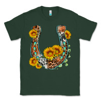 Sports Green western leopard cowhide sunflowers horseshoe Classic Tee - OliviaCreatesArt