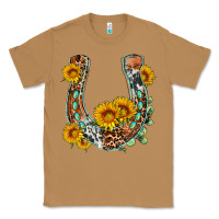 Toasted Coconut western leopard cowhide sunflowers horseshoe Classic Tee - OliviaCreatesArt