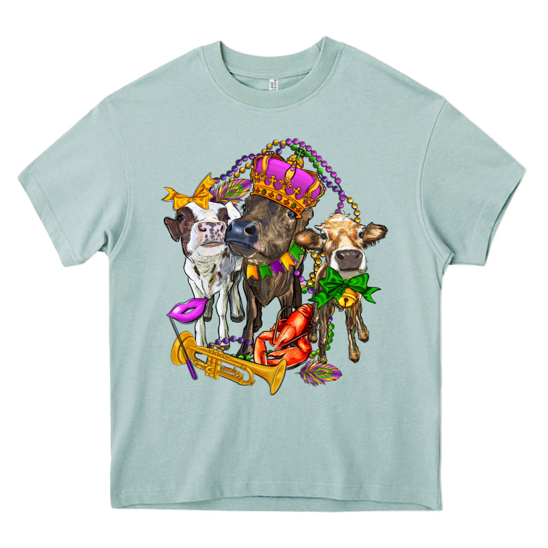 Little Cows And Mardi Gras Party Olivia Heavy Core Tee by OliviaCreatesArt | Teevron