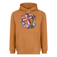 Cross With Floral Wreath And Easter Eggs Heavyweight Hoodie | Teevron