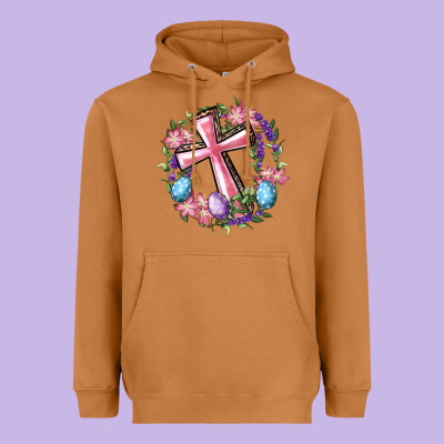 Cross With Floral Wreath And Easter Eggs Heavyweight Hoodie Designed By Ranaportraitstore