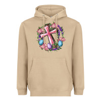 Mushroom Cross With Floral Wreath And Easter Eggs Heavyweight Hoodie - RanaPortraitStore
