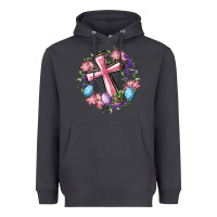 Smoke Cross With Floral Wreath And Easter Eggs Heavyweight Hoodie - RanaPortraitStore