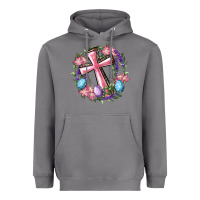 Storm Cross With Floral Wreath And Easter Eggs Heavyweight Hoodie - RanaPortraitStore