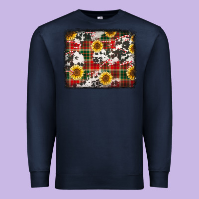 Cowhide Sunflowers Candy Canes Christmas Background Premium Sweatshirt Designed By Jasminsmagicworld