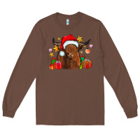 Chestnut festive highland cow Long Sleeve Tee - CowhideDigitalArt