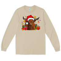 Mushroom festive highland cow Long Sleeve Tee - CowhideDigitalArt