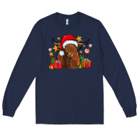 Navy festive highland cow Long Sleeve Tee - CowhideDigitalArt