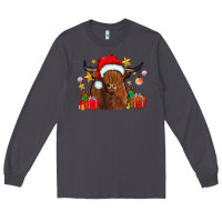 Smoke festive highland cow Long Sleeve Tee - CowhideDigitalArt