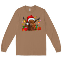 Toasted Coconut festive highland cow Long Sleeve Tee - CowhideDigitalArt