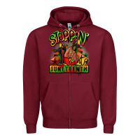 Burgundy Steppin' into Juneteenth black girl sneakers Zipper Hoodie - RanaPortraitStore