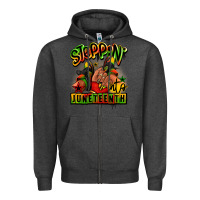 Charcoal Heather Steppin' into Juneteenth black girl sneakers Zipper Hoodie - RanaPortraitStore