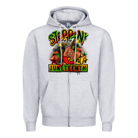 Heather Grey Steppin' into Juneteenth black girl sneakers Zipper Hoodie - RanaPortraitStore