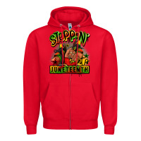 Red Steppin' into Juneteenth black girl sneakers Zipper Hoodie - RanaPortraitStore
