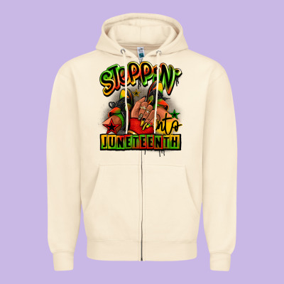 Steppin' Into Juneteenth Black Girl Sneakers Zipper Hoodie Designed By Ranaportraitstore