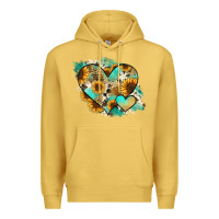 Antique Gold Leopard Sunflower Cowhide Glitter Heart Premium Hoodie - Jasminsmagicworld