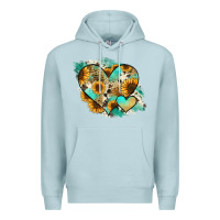 Blue Mist Leopard Sunflower Cowhide Glitter Heart Premium Hoodie - Jasminsmagicworld