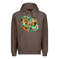 Coffee Leopard Sunflower Cowhide Glitter Heart Premium Hoodie - Jasminsmagicworld