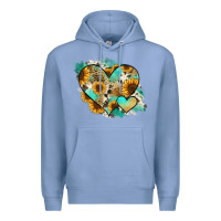 Colony Blue Leopard Sunflower Cowhide Glitter Heart Premium Hoodie - Jasminsmagicworld