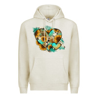 Oatmeal Heather Leopard Sunflower Cowhide Glitter Heart Premium Hoodie - Jasminsmagicworld