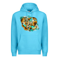 Ocean Blue Leopard Sunflower Cowhide Glitter Heart Premium Hoodie - Jasminsmagicworld