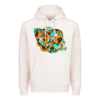 Pale Pink Leopard Sunflower Cowhide Glitter Heart Premium Hoodie - Jasminsmagicworld