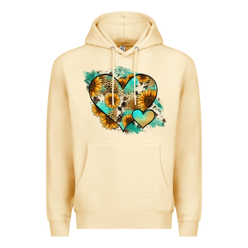 Leopard Sunflower Cowhide Glitter Heart Premium Hoodie by Jasminsmagicworld | Teevron