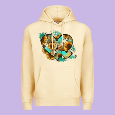Leopard Sunflower Cowhide Glitter Heart Premium Hoodie Designed By Jasminsmagicworld