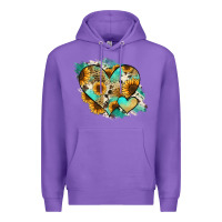 Purple Leopard Sunflower Cowhide Glitter Heart Premium Hoodie - Jasminsmagicworld