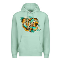 Seafoam Leopard Sunflower Cowhide Glitter Heart Premium Hoodie - Jasminsmagicworld