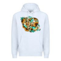 White Leopard Sunflower Cowhide Glitter Heart Premium Hoodie - Jasminsmagicworld
