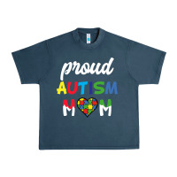 Midnight Navy Proud Autism Mom Mothers Day Gift Autism Awareness Urban Heavy Tee - CowhideDigitalArt