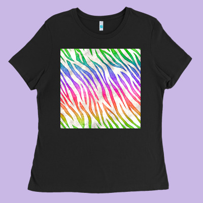 Watercolor Rainbow Zebra Seamless Pattern Ladies Tee Designed By Bundleandbundleshop