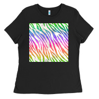 Black watercolor rainbow zebra seamless pattern Ladies Tee - BundleAndBundleShop