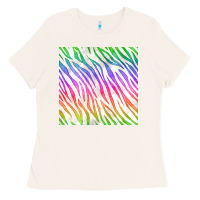 Bone watercolor rainbow zebra seamless pattern Ladies Tee - BundleAndBundleShop