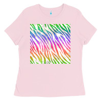 Bubblegum Pink watercolor rainbow zebra seamless pattern Ladies Tee - BundleAndBundleShop