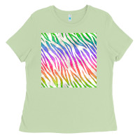 Matcha watercolor rainbow zebra seamless pattern Ladies Tee - BundleAndBundleShop