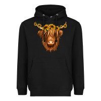 Black sunflower headband highland cow Heavyweight Hoodie - Jasminsmagicworld