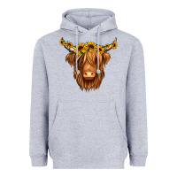 Heather Grey sunflower headband highland cow Heavyweight Hoodie - Jasminsmagicworld