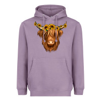 Lavender sunflower headband highland cow Heavyweight Hoodie - Jasminsmagicworld