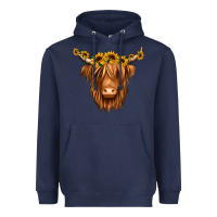Navy sunflower headband highland cow Heavyweight Hoodie - Jasminsmagicworld